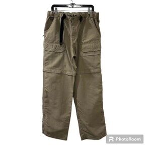 Eddie Bauer Mens Khaki Nylon Belted Convertible Sport Hiking Outdoor Pants Sz 34